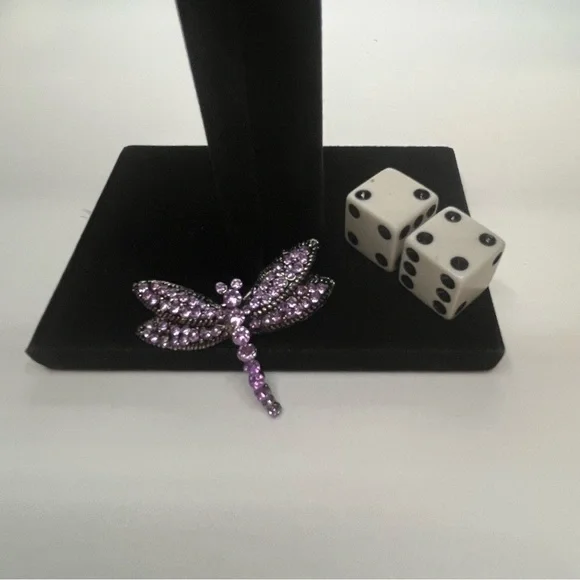 rhinestone dragonfly brooch, with pink and purple rhinestones. - Picture 2 of 5